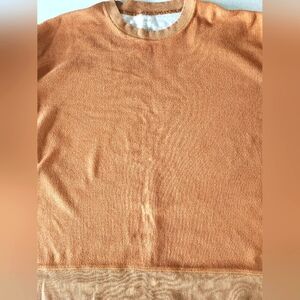 Aerie Fuzzy Fleece Side Slit Oversized Sweatshirt Rust Orange Womens Small